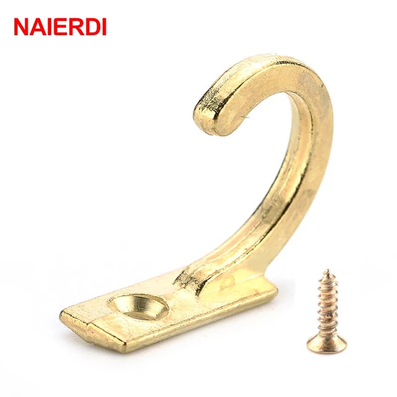 NAIERDI 10PCS Small Antique Hooks Wall Hanger Curved Buckle Horn Lock Clasp Hook For Wooden Jewelry Box Furniture Hardware