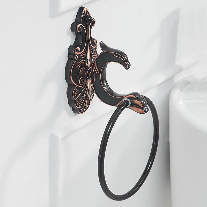 Set di Accessori per Bagno in Nero Spazzolato: Portabicchieri, Portasciugamani, Porta Carta Igienica, Gancio per Panni WF-88800