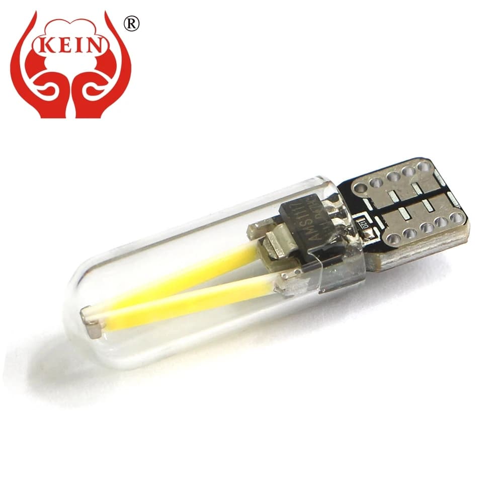 KEIN 2PCS Led T10 w5w Lampadina 194 Lampada 5w5 wy5w Filamento COB Cupola interna in vetro Segnale di lettura Parcheggio Luce bianca calda per auto 12V