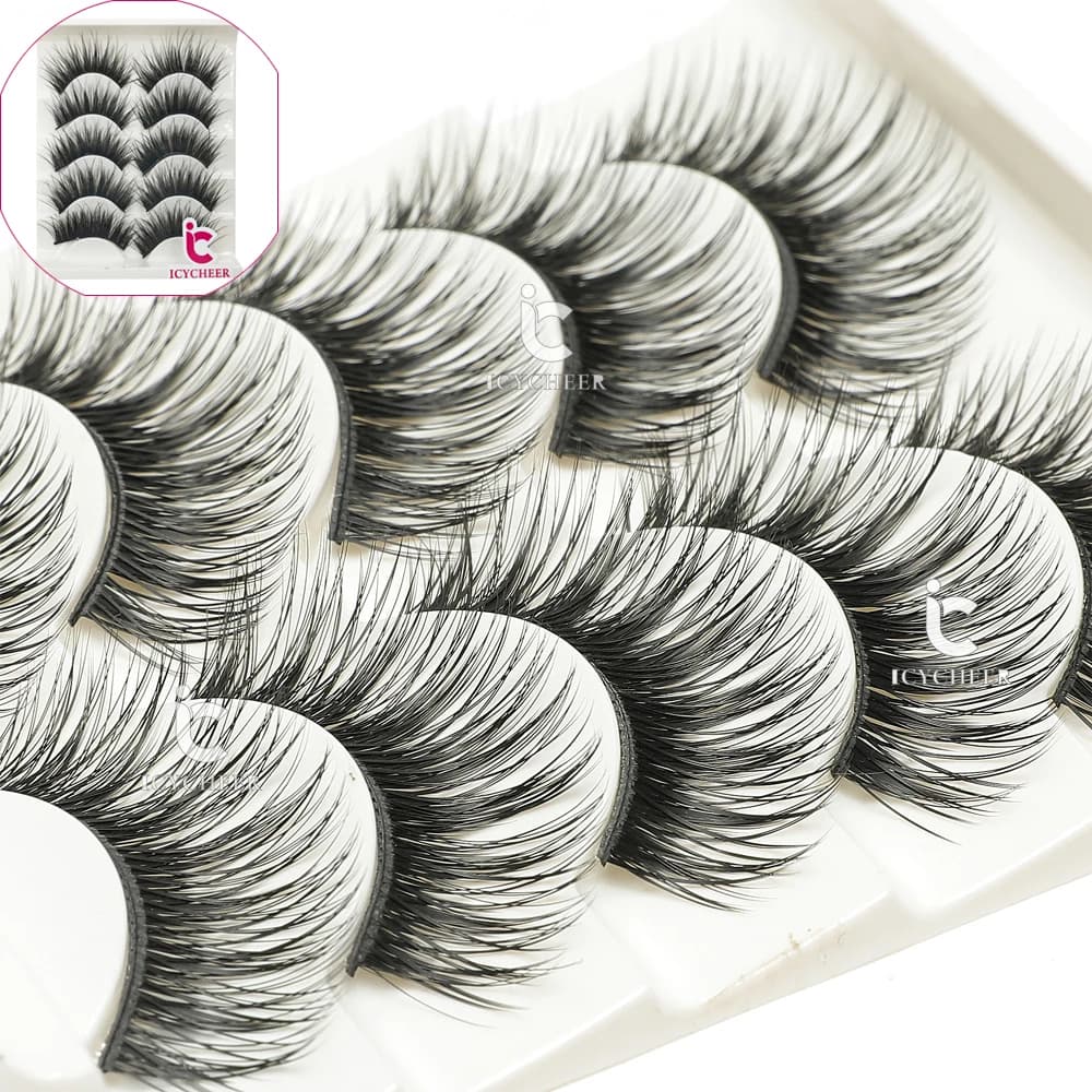 Icycheer Cosmetico 5 Accoppiamenti Naturale Spessa False Lashes Cigli Falsi Eye Makeup Estensione