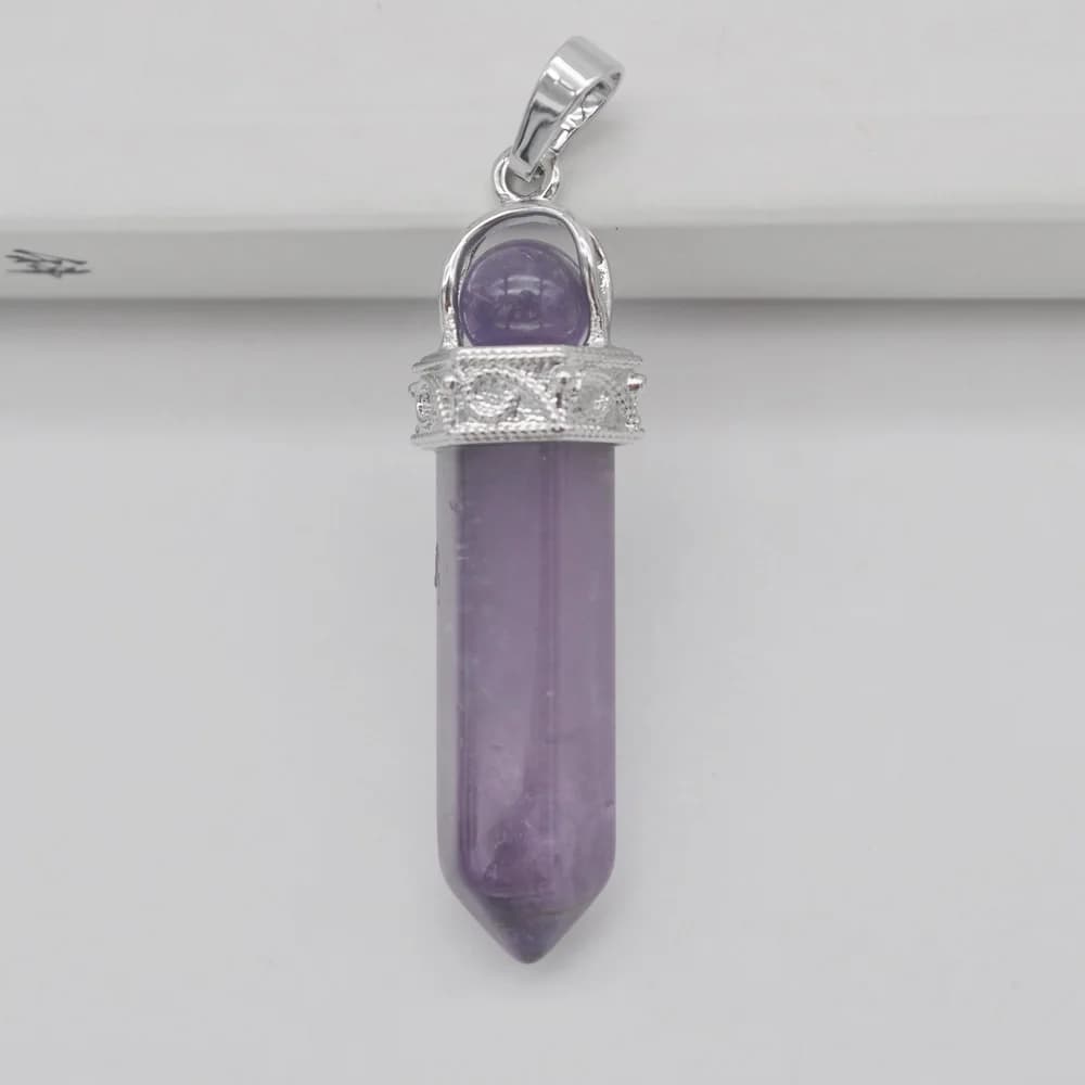 Gioielli con perline rotonde a pendolo in pietra di ametista per pendolo regalo donna S3172