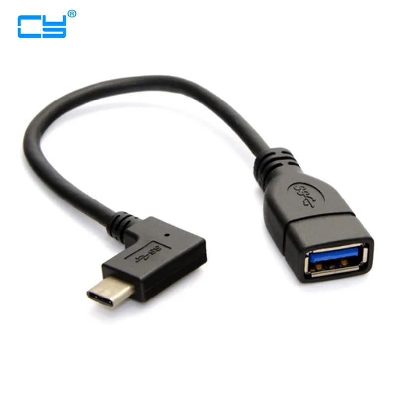 Cavo dati OTG USB 3.1 tipo C maschio a femmina USB-C ad angolo retto da 90 gradi da 10 cm per telefono cellulare tablet