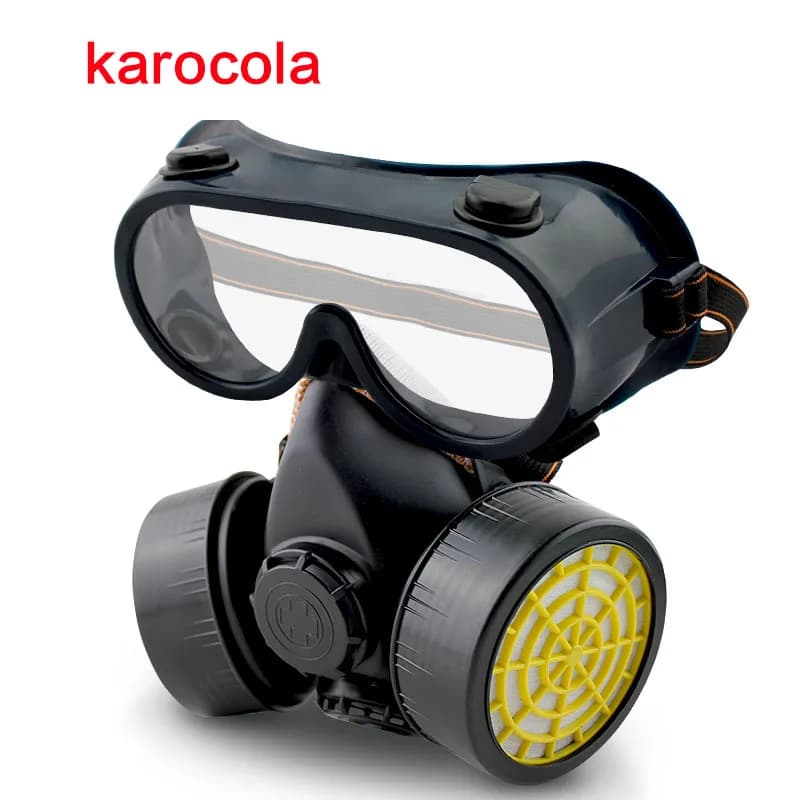 Maschera antigas Gas chimico vernice antipolvere respiratore industriale doppio filtro maschera di protezione per la sicurezza del viso con occhiali all'ingrosso