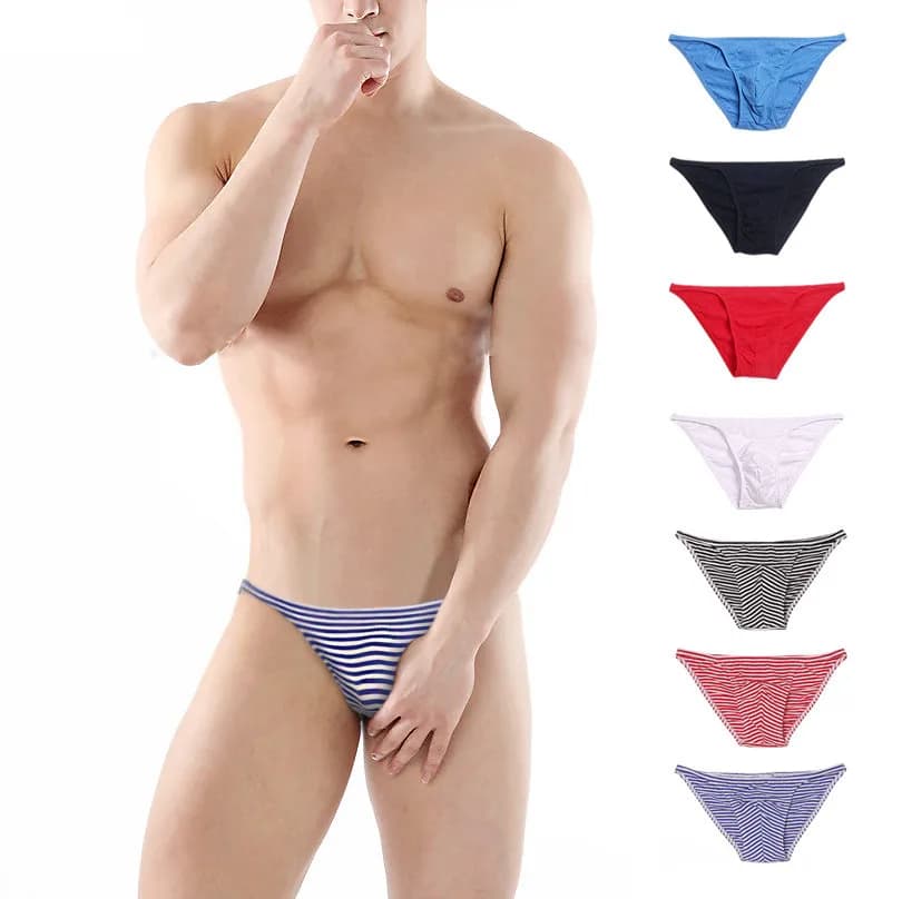 Biancheria intima da uomo sexy Slip Pantaloncini Mutandine di cotone Uomo Vita bassa U Custodia convessa Mutande Cueca calzoncillo 7 colori Plus Size M-XXL