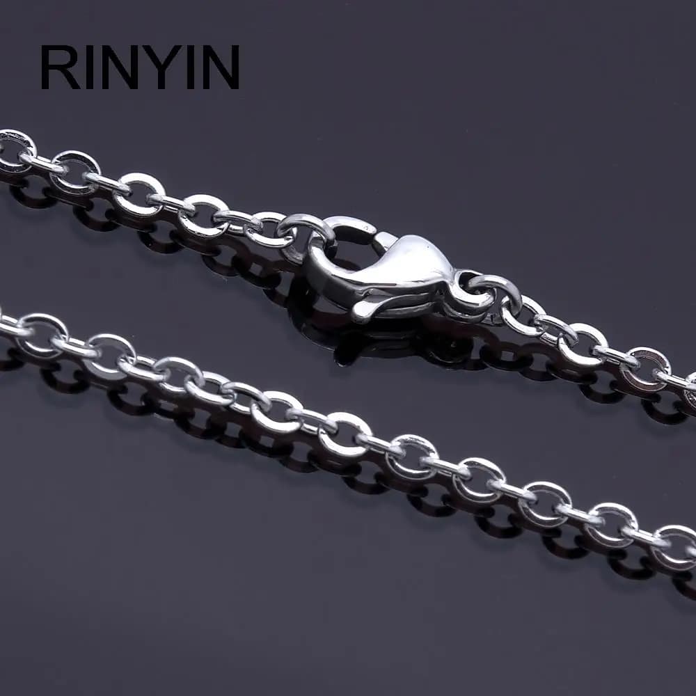 Men Women Jewerly 1mm 16" 18" 20" 22" 24" Inches Links Chain Fashion Necklace Stainless Steel Necklace Classic Pop Rolo Chains