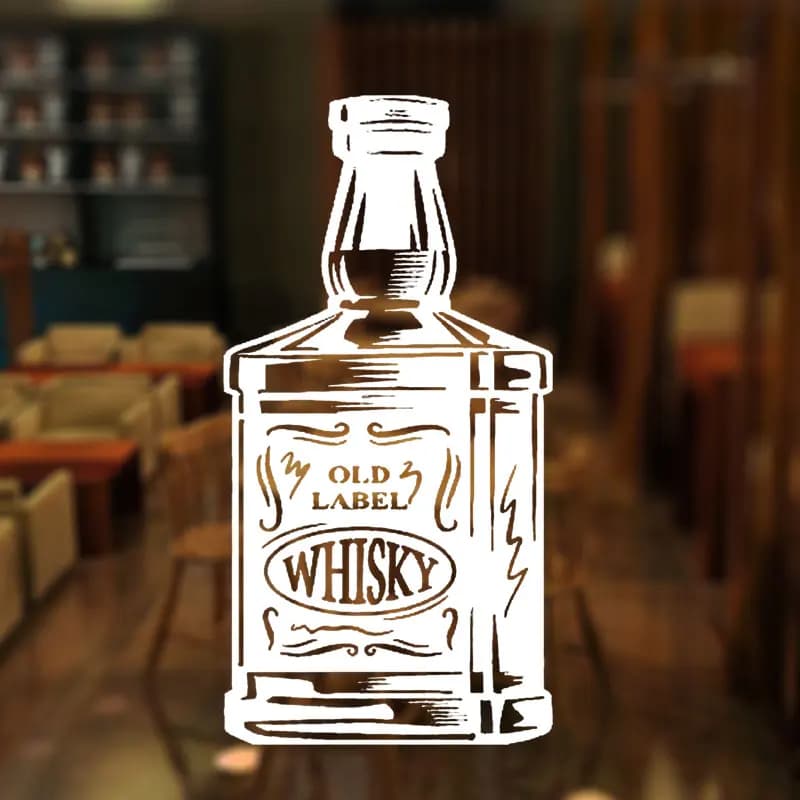 Bar Alcol Ristorante Whisky Tequila Bottiglia di vino Adesivo per finestra Decorazione in vinile Aereo Decalcomanie da muro Murale rimovibile 3W31