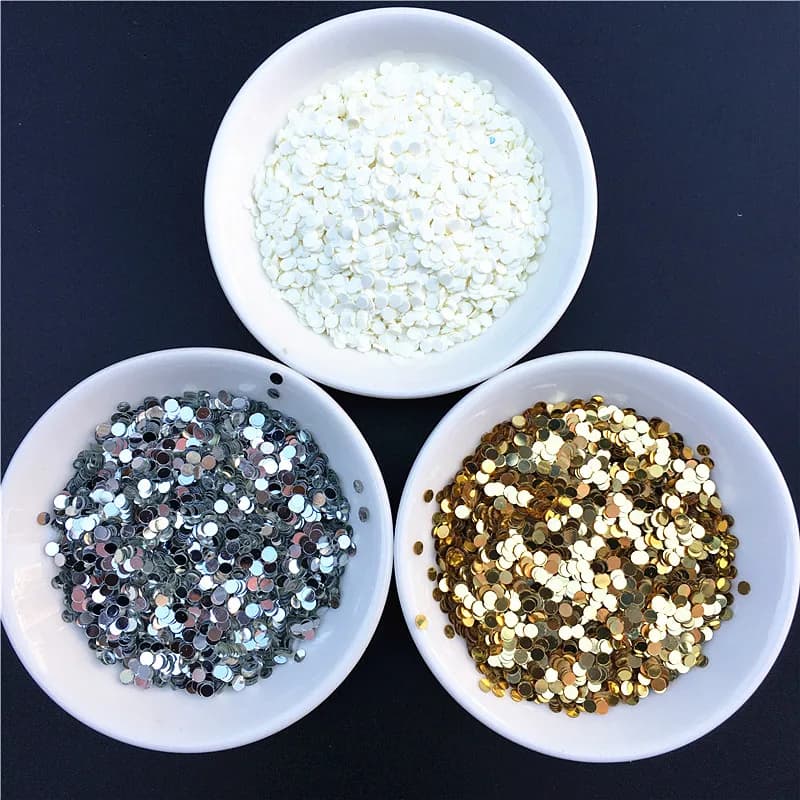 10 g/pacco Diametro 2,5 mm Paillettes sciolte a forma di punto piatto per nail art, unghie fai da te artigianali, coriandoli per decorazioni di nozze
