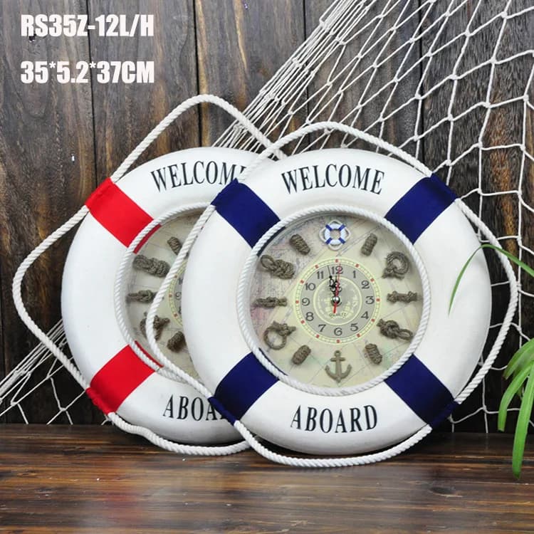 Wall clock sea life 35 cm, wall clock in Mediterranean style, hanging creative house, New Year's gift
