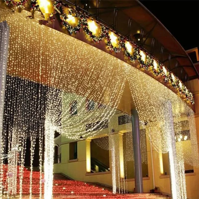 Stringa LED 3MX3M 300LED luce per tende ghiacciolo luce natalizia 3*1m fata luce ghirlanda festa di compleanno giardino matrimonio casa 220V