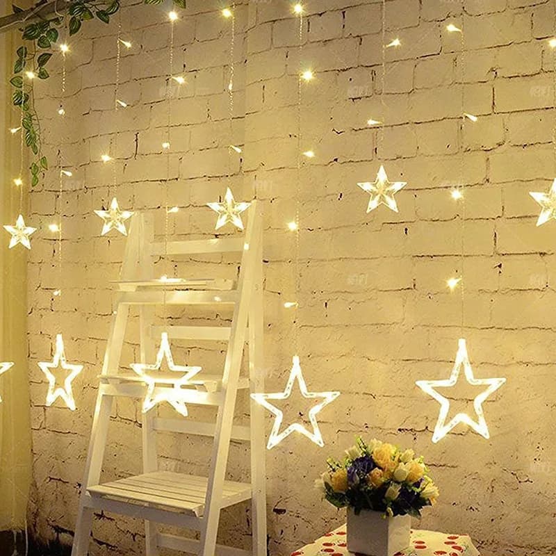 2.5M luci natalizie AC220V o 110V fata luci stella tenda LED stringa per la decorazione di illuminazione ghirlanda di nozze festa