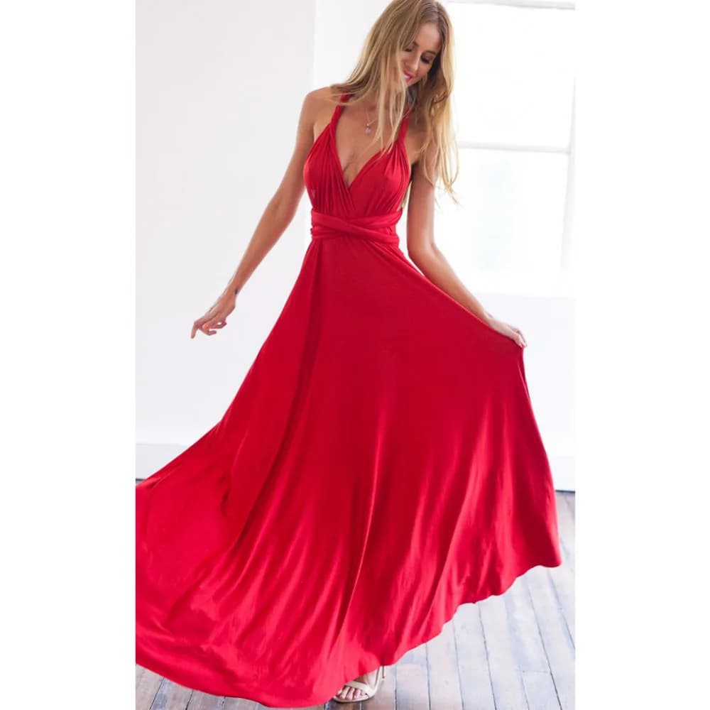 Women Sexy Multiway Wrap convertible Boho Maxi Club dress red bandage long party bridesmaid dress Infinity Robe Longue Femme