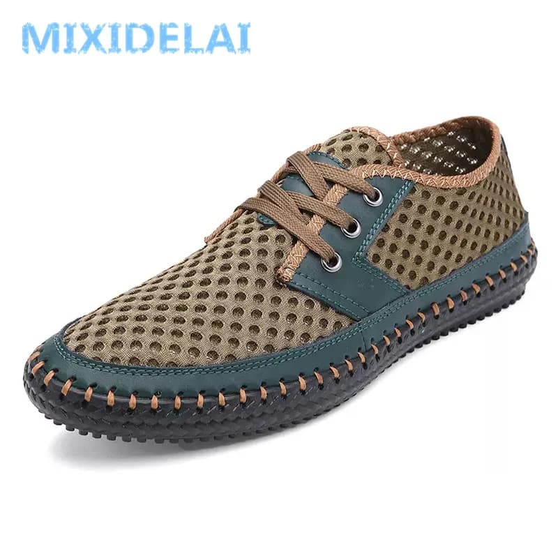MIXIDELAI New Men's Casual Shoes in Breathable Net, Big Sizes 38-48, Comfortable Handmade Shoes with Laces, Mocassini Maschili