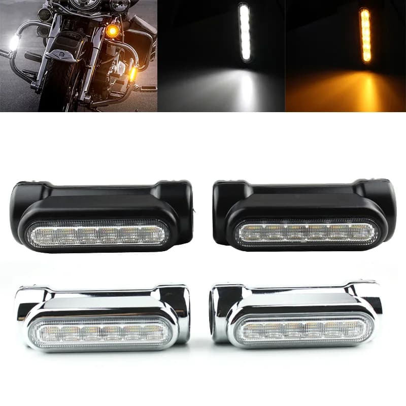FADUIES nero/cromato moto LED autostrada Bar Switchback luce di guida/indicatore di direzione per Harley bike Touring Victory