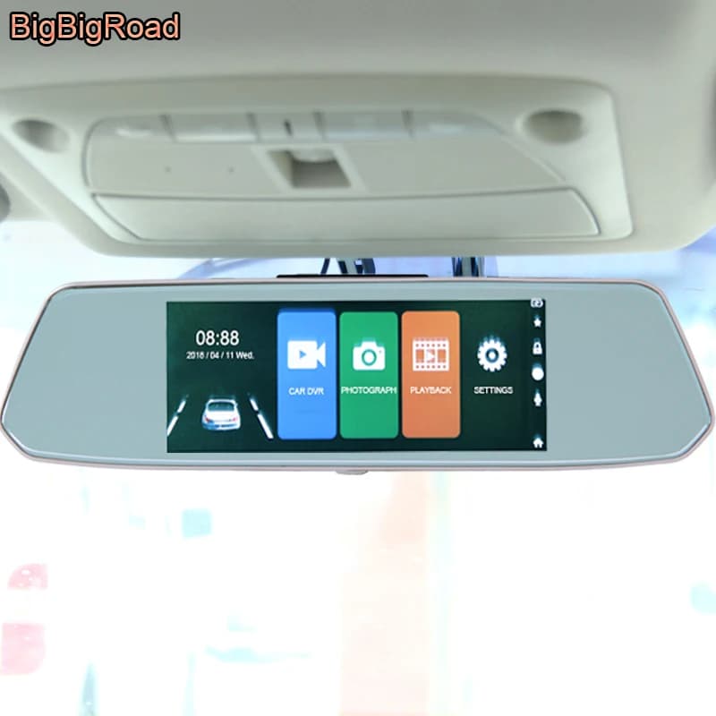 BigBigRoad per Infiniti FX FX35 FX37 FX45 FX50 Q30 Q50 QX70 QX56 QX60, DVR per Auto con Schermo Touch da 7 Pollici, Telecamera Retrovisore per Specchietto