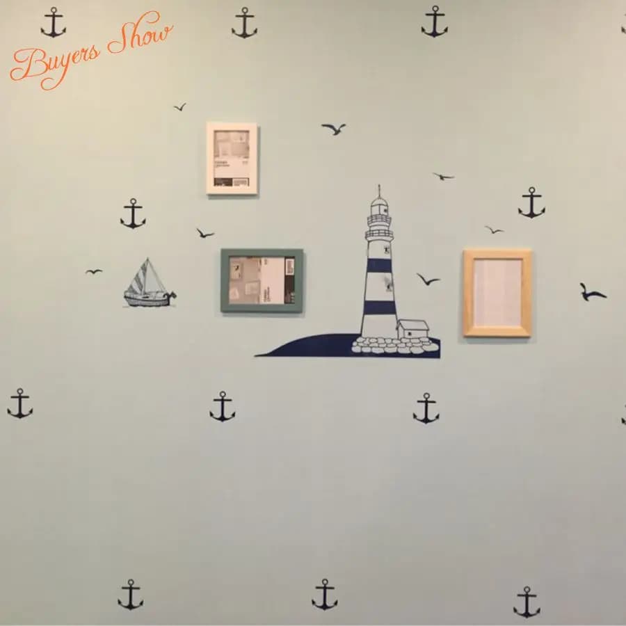 Set di 28 pezzi adesivi murali di ancoraggio decorazioni nautiche ragazzo adesivi murali Art Boat Anchor barca a vela Anchor camera da letto per bambini bagno Nursery