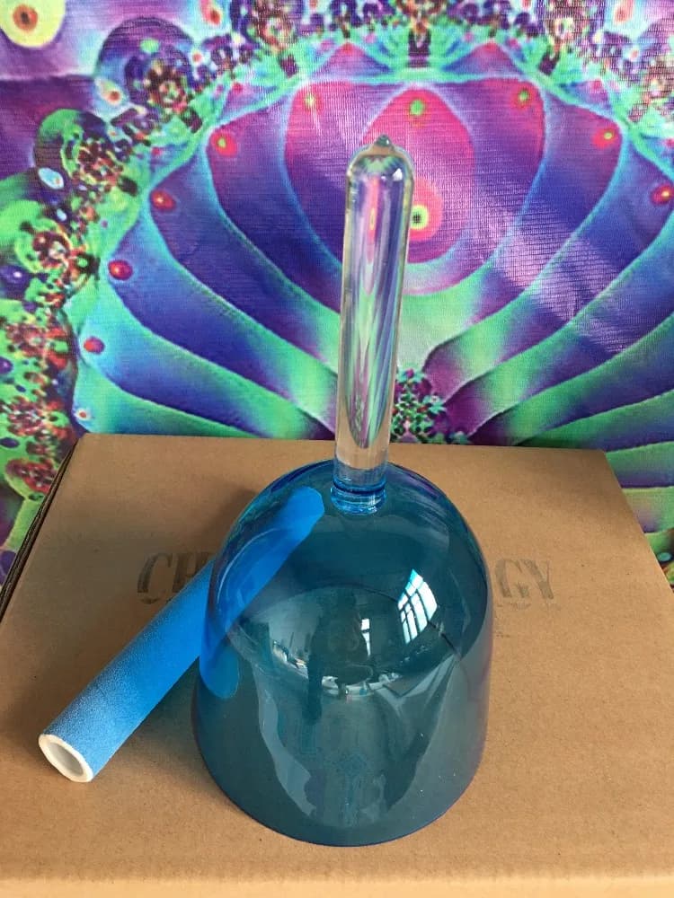 Blue color handle crystal singing bowl perfect 4th octave A note or A# note or other any color