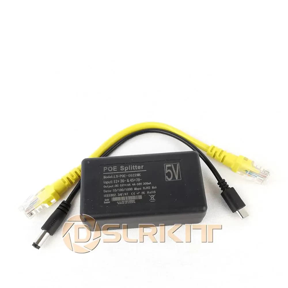 DSLRKIT 5V 5.1V 4A Splitter PoE active for Raspberry Pi 5 RPi5 4B USB type C Gigabit