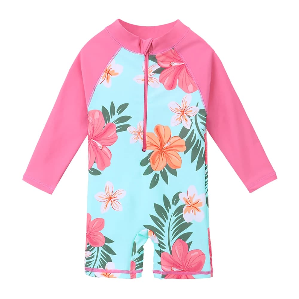 BAOHULU UPF50+ Stampa Costume da bagno per bambina Manica lunga Costumi da bagno per bambini Costume intero per neonato per ragazze Ragazzi Bambini