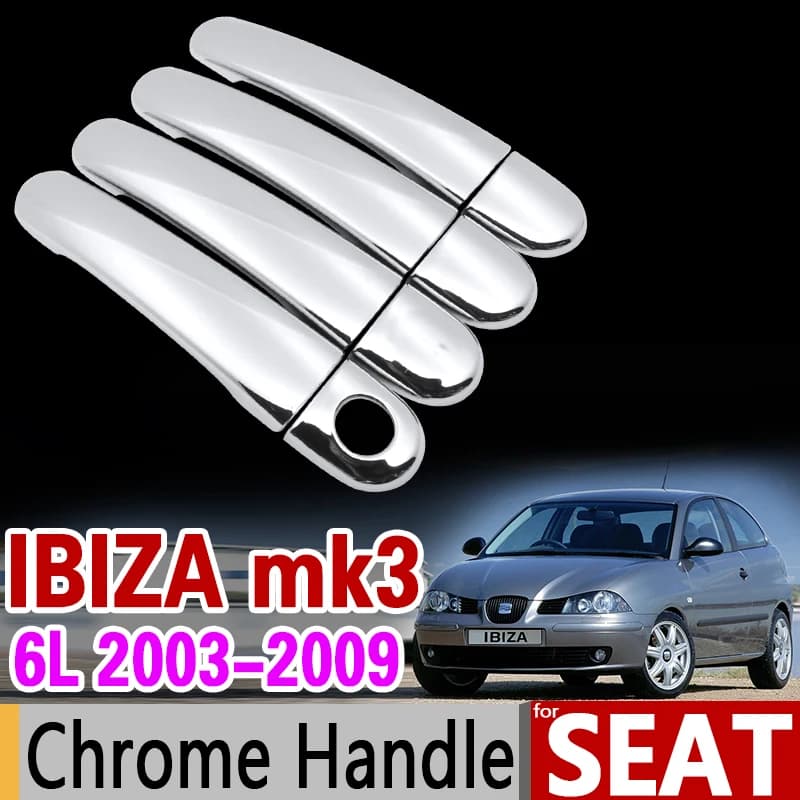 For Seat Ibiza MK3 6L 2003-2009 Chrome Handle Cover Trim Set 2004 2005 2006 2007 2008 Auto Accessories Car Styling