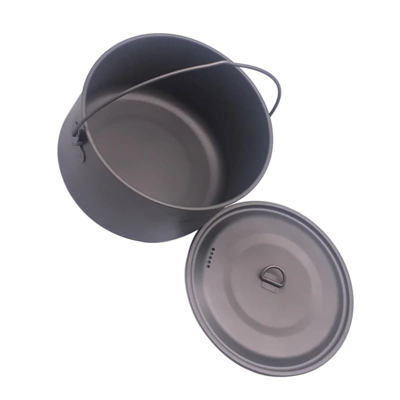 FLAME'S CREED 1100 ml 1950 ml Ultralight Outdoor Camping Titanium Pentola and Cooking pan Pentola Titanium frying pan Pot Pots and Tools for Cooking Sets