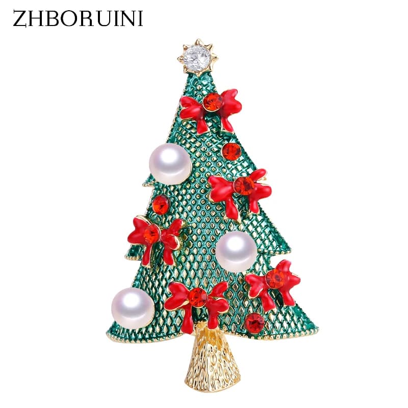 ZHBORUINI 2024 Natural Pearl Spill Christmas Tree Pettorine Freshwater Pearl Jewelry for Women Christmas Gift Accessories