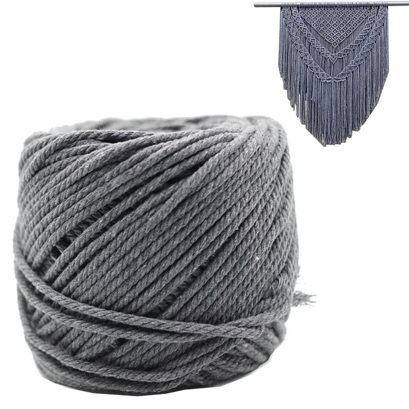 Macrame Cord Gray 4mm X 100m Virgin Cotton Handmade Decorations Macrame Plant Hanger Crocheting Bohemia Dream Catcher DIY Craft
