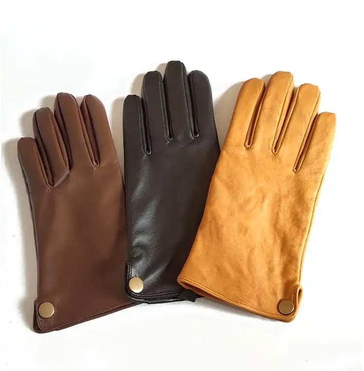 Guanti da Uomo in Vera Pelle per Autunno e Inverno, Spessi e Caldi con Bottoni, Guanti Sportivi in Pelle Genuina per Moto e Guida R750