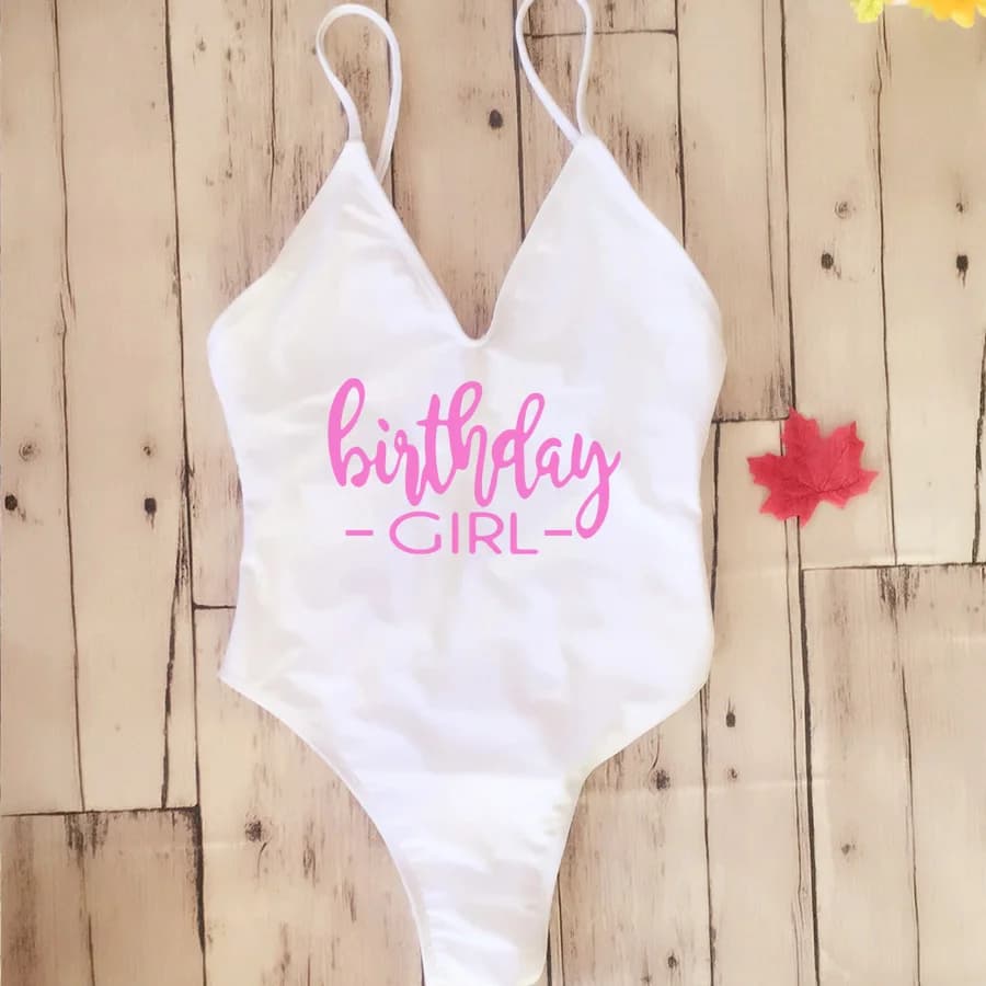 Costume da bagno intero sexy imbottito per compleanno per ragazze Compleanno Ragazza & Entourage Costume da bagno fuso da donna Costume da bagno monokini senza schienale