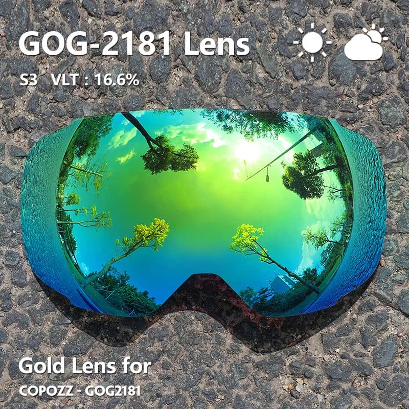 COPOZZ Lenti magnetiche per occhiali da sci GOG-2181 Lenti antiappannamento UV400 Occhiali da sci da neve sferici Occhiali da snowboard (solo lente)