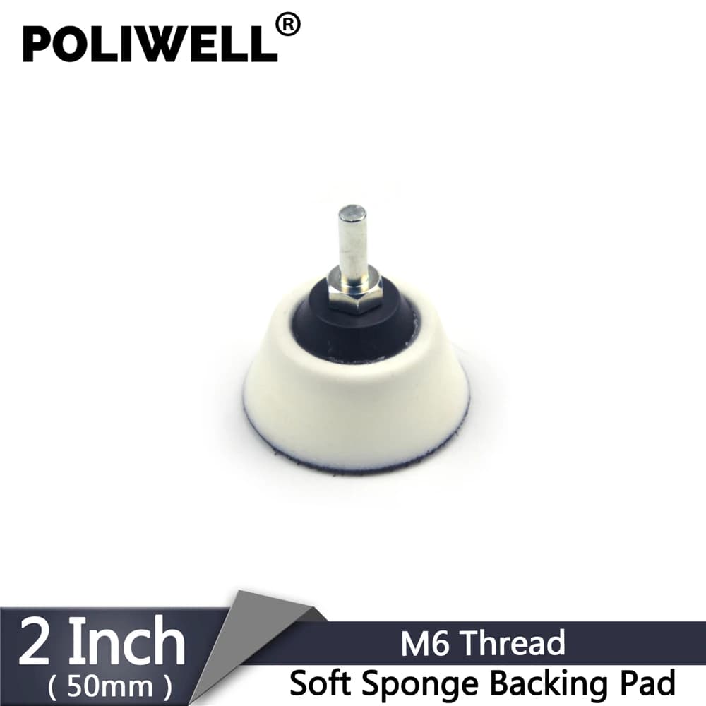 POLIWELL 2 inches 50mm Hook and Support Ring Pad Spugna Morbida M6 Filo Levigatura Plate Dischi Ventosa Pad abrasivi Rotary Tools