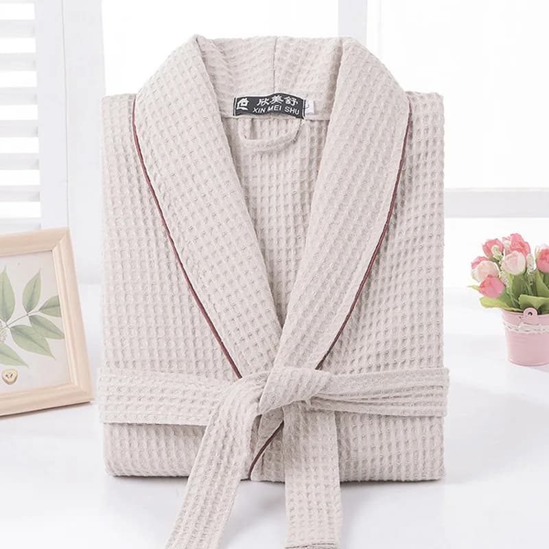 Waffle Bathrobe Lovers Fashion Kimono Bathrobe Man Summer Bathrobe Sucking sweat Mens Watchmat Men's Lounge Masculine Vestaglie Slim nightwear