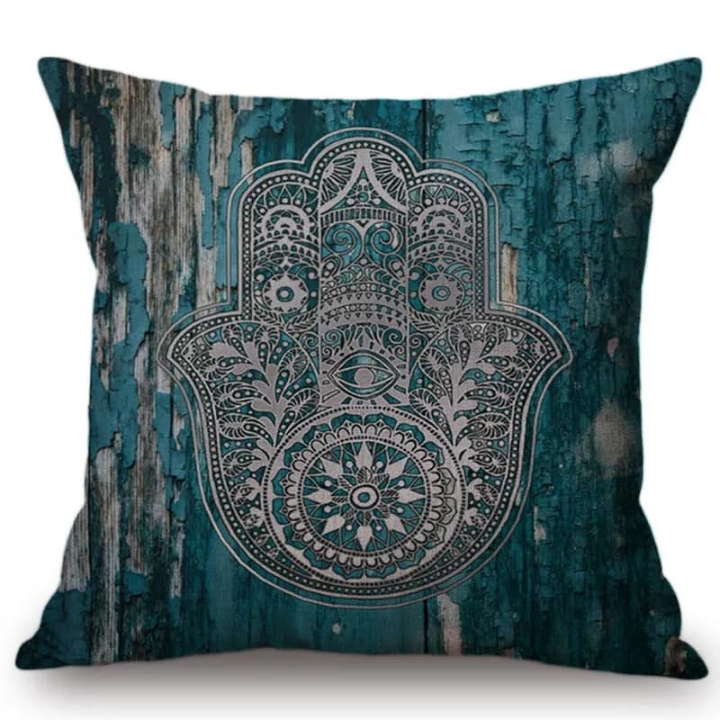 Bohemia Style Religion Palm Pattern Home Sofa Decoration Throw Pillow Cover Hand of Fatima Design Mandala Cushion Cover cojines