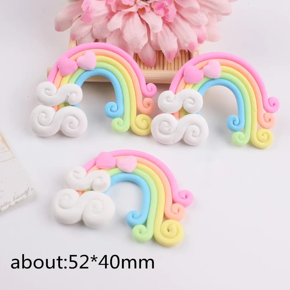 10 pz/lotto kawaii argilla polimerica arcobaleno con cuore nuovo arrivo