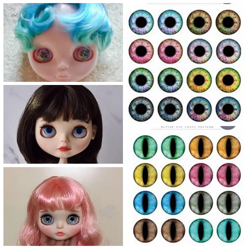 Nuovo 10 paia/set DIYEyechips Modello Blyth Bambole Chip per gli occhi Modello di carta Arcobaleno Shinning Colore per 1:6 Bambole Occhio Strumenti fai da te