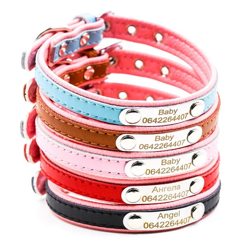 Etichetta personalizzata per cani incisione gratuita collare per animali personalizzato fai da te con nome numero di telefono collare per cani in pelle collare per cani collare per gatti