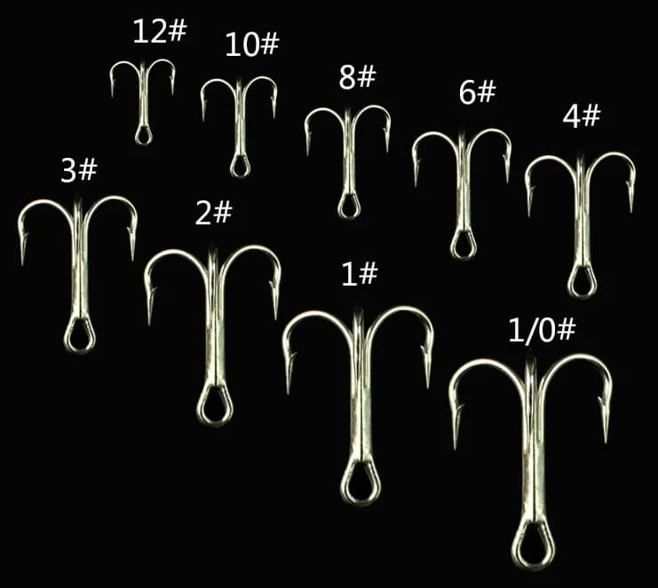 10pcs nichel bianco spinato tre ganci di ancoraggio alti ami alti in acciaio al carbonio rovesciato attrezzi da pesca con esche morbide