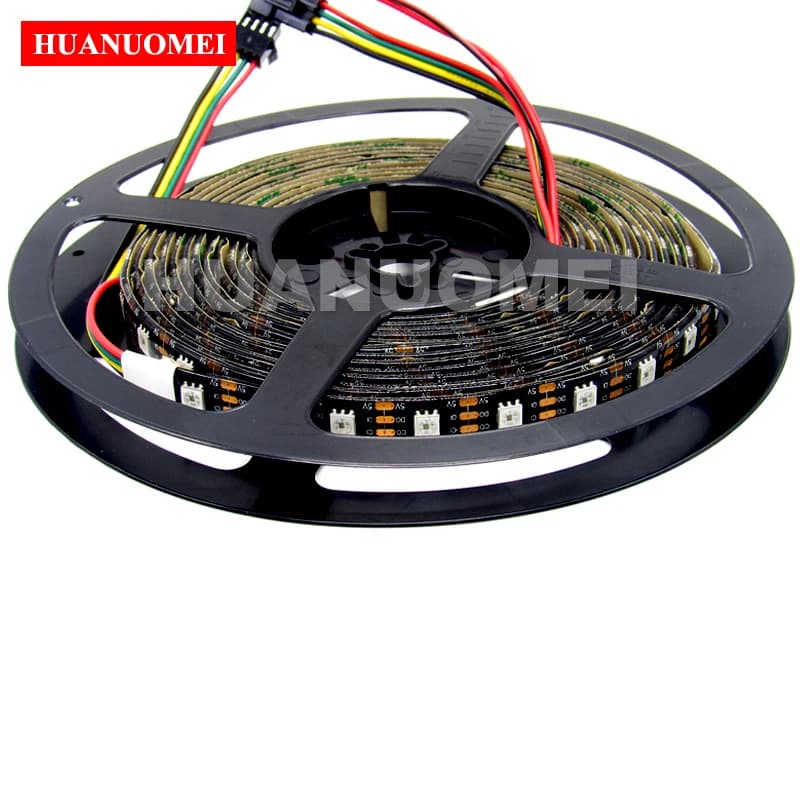 5V 72LED/m APA102 Striscia LED indirizzabile 5050 RGB SMD Nastro flessibile digitale TV 5M/Rotolo NERO PCB Impermeabile IP65