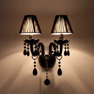 Vendita diretta in fabbrica Lampada da parete in cristallo Candela Led E14 Lampadine nere con/senza paralume in tessuto 1/2 testa
