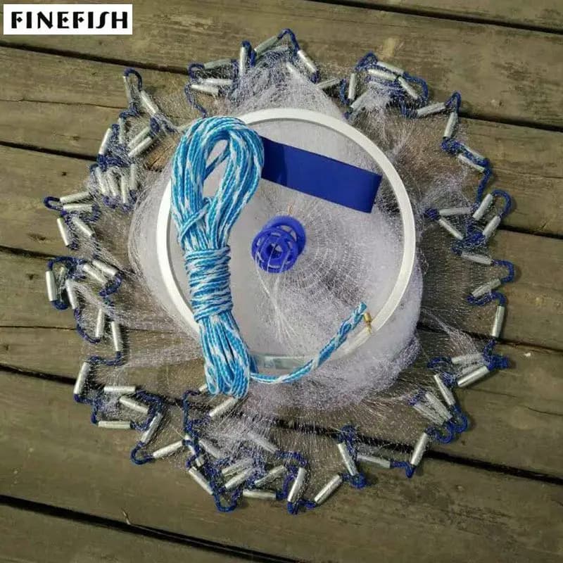 Anello in alluminio Finefish USA Cast Nets, 2.4m -4.8m, Easy Fly Fishing Net, Small Mesh, Outdoor Hand Throw, Catch Fish Network