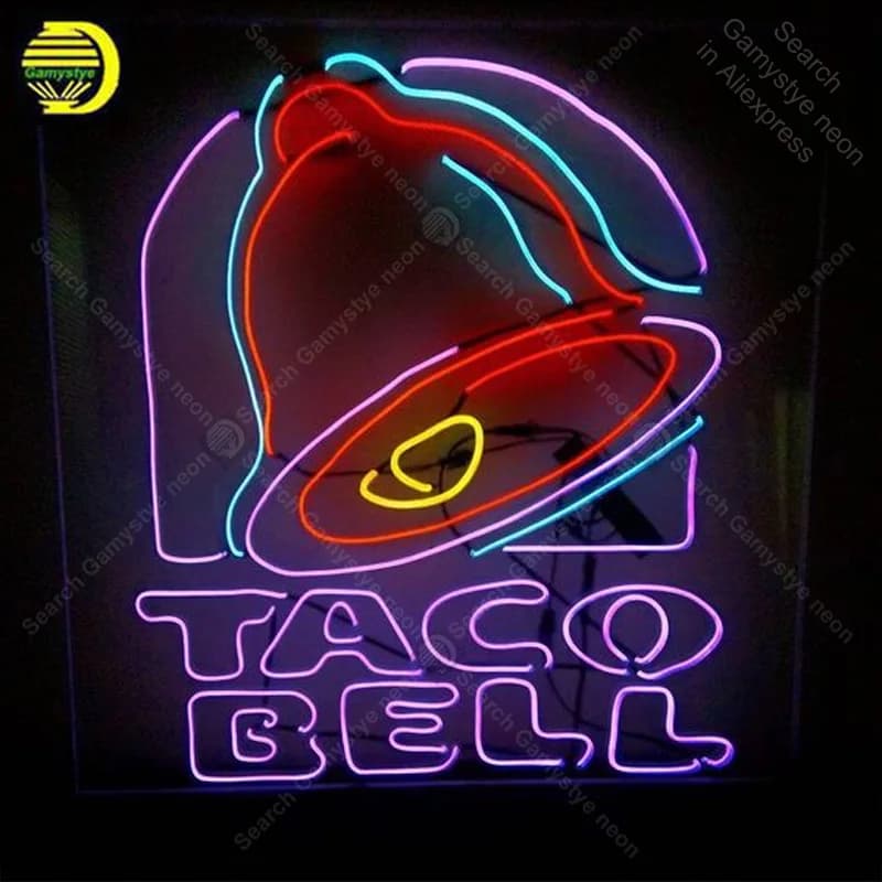Insegna al Neon per Taco Bell neon Light Sign illuminato Beer Bar Pub Sign con board tubi di vetro insegne al Neon artigianali riempire il Gas