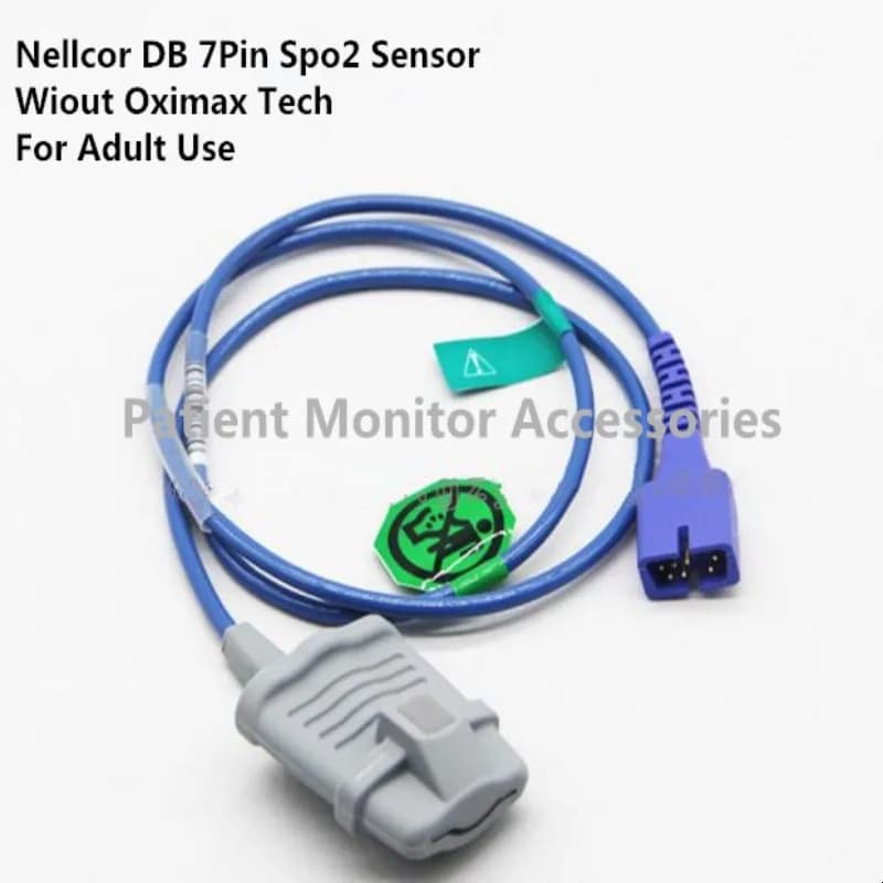 Compatibile con la spedizione gratuita per Nellcor DB7 Pin sensore Spo2 in Silicone per adulti Softtip, sonda per pulsossimetro, cavo adattatore Spo2 TPU 1M