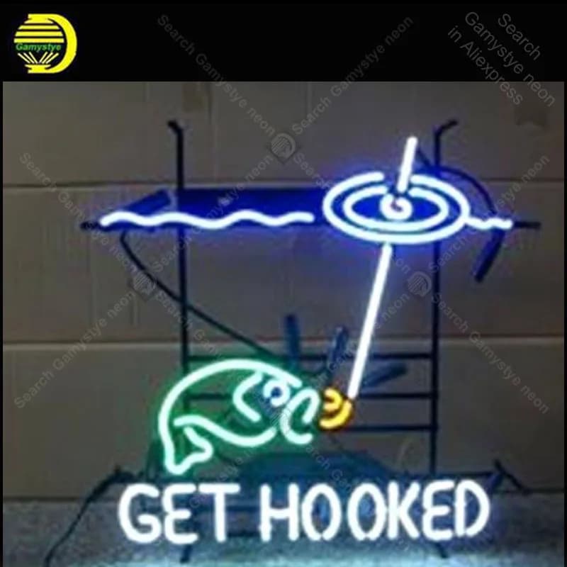 Insegne luminose al neon per ottenere pesci agganciati Lampadina al neon Lampada per birra fatta a mano Bar PUB Business neon Letrero Neons enseigne lumine