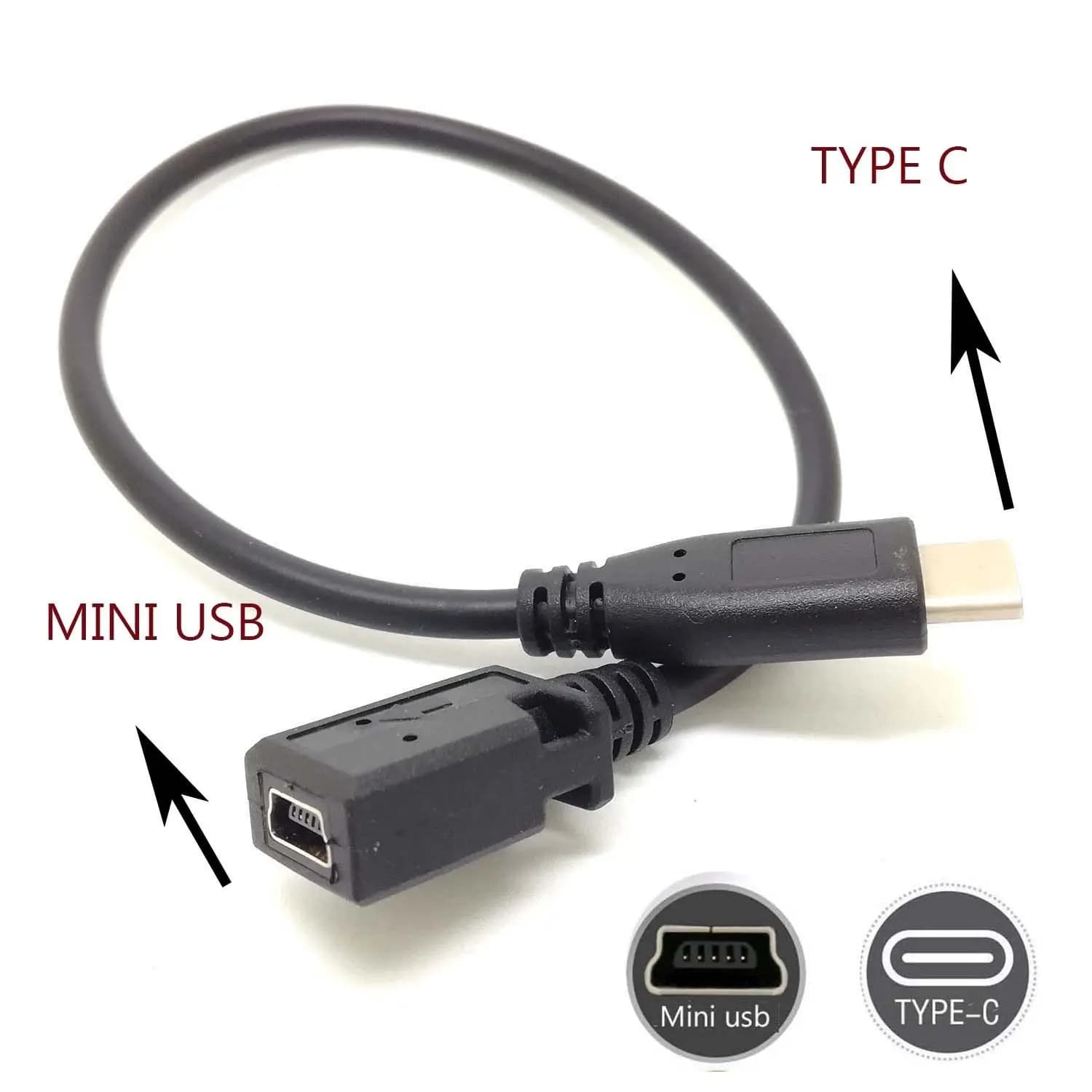 Tipo C USB 3.1 Maschio a 5 pin Mini USB Femmina Cavo di ricarica per sincronizzazione dati Adattatore