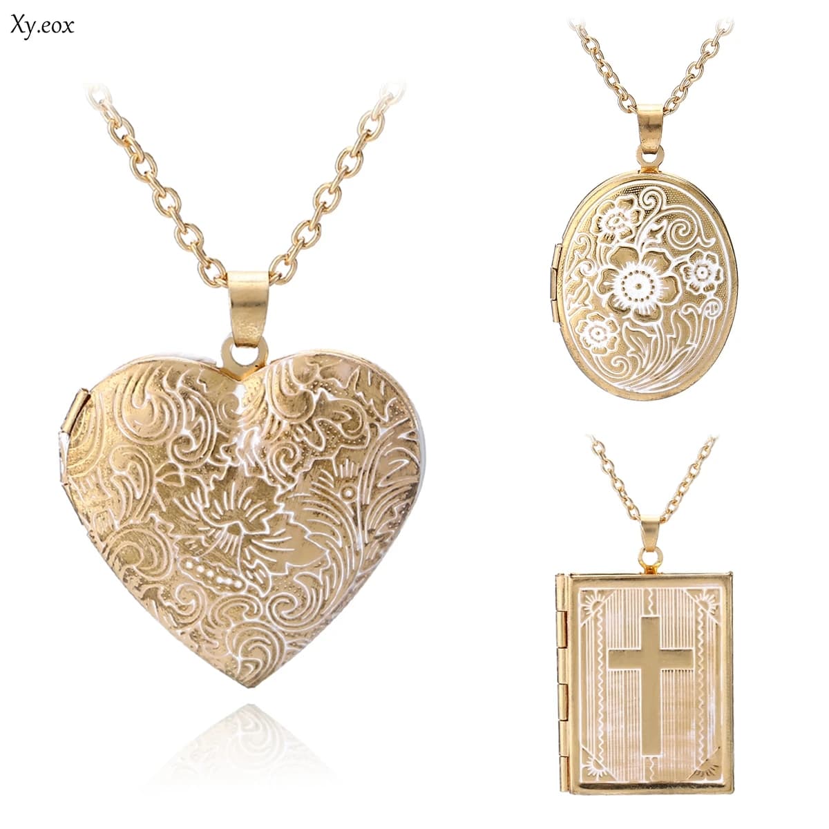 Oro Romantico Del Cuore di Amore della Cornice della Foto di Memoria Locket Del Pendente Della Collana