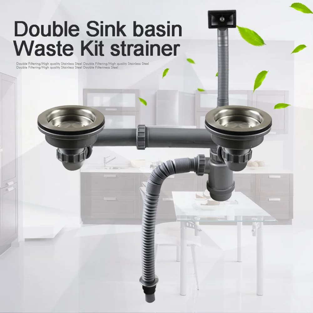 Talea doppio lavandino Kit rifiuti filtro con tubo sistema di drenaggio cestello Set di scarico tubi di scarico apparecchi da cucina