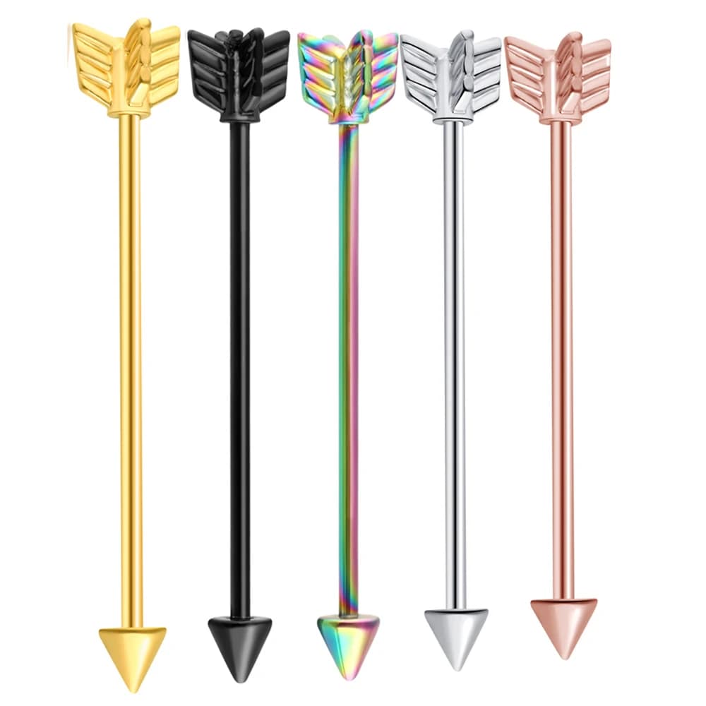 JUNLOWPY 14 Gauge Freccia Bilanciere Industriale Penetranti Cartilagine Orecchino All'ingrosso Monili per il corpo e Piercing 1 1/2 Pollici (38mm) Tragus Piercing