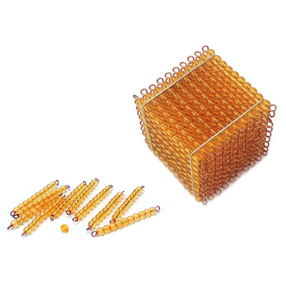 Giocattoli matematici Montessori per bambini perline dorate Demo decimale mille perline cubo Suqare per bambini apprendimento precoce sviluppo giocattolo