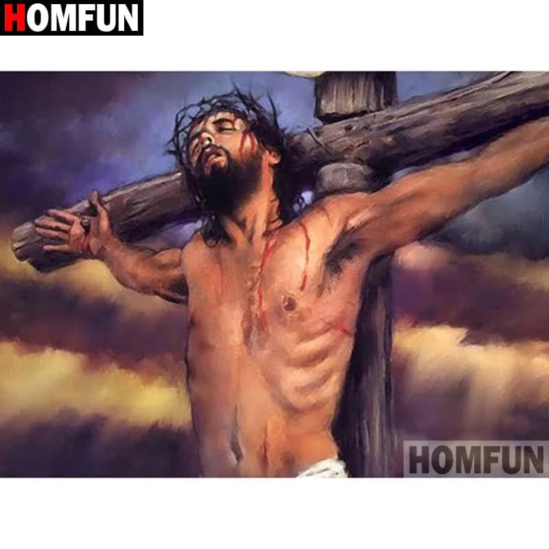 HOMFUN Full Square/Round Drill 5D DIY Diamond Painting "Cross man" 3D Diamond Embroidery Cross Stitch Home Decor A20112