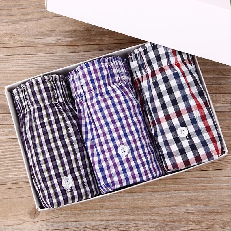 3 pz/lotto M-3XL Plaid Classico Degli Uomini del Pugile Shorts Mens Biancheria Intima Tronchi di Cotone pugili Della Biancheria Intima per uomo Freccia Mutandine E Boxer