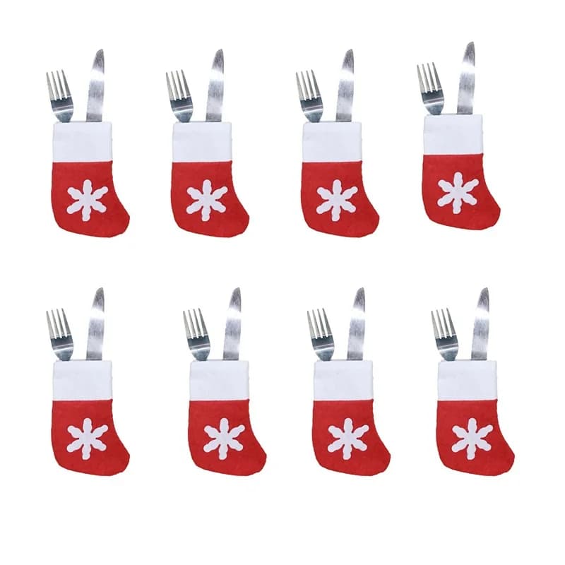 Decorazione natalizia calze a fiocco di neve, tasche per posate, calzini per la casa, cena da tavola, decorazioni natalizie, vendita calda, 6 pezzi
